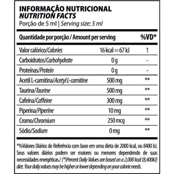 Informação nutricional da clembutter da Under