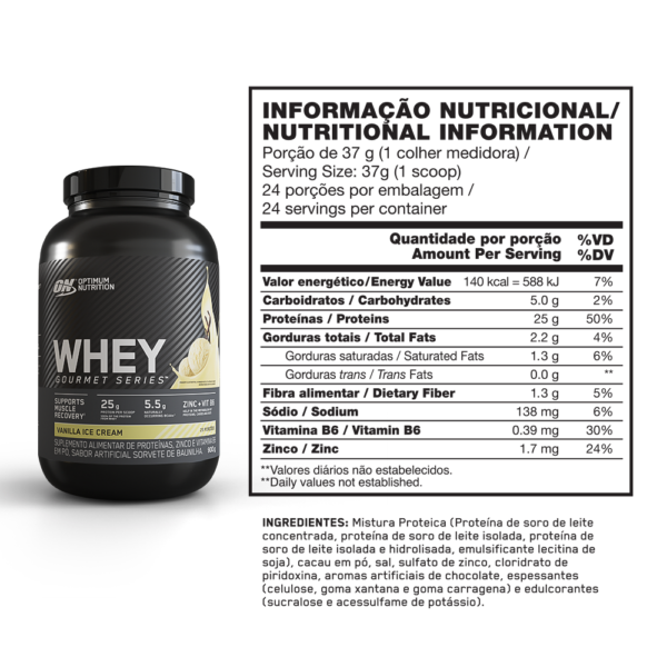 Pote whey on informação nutricional